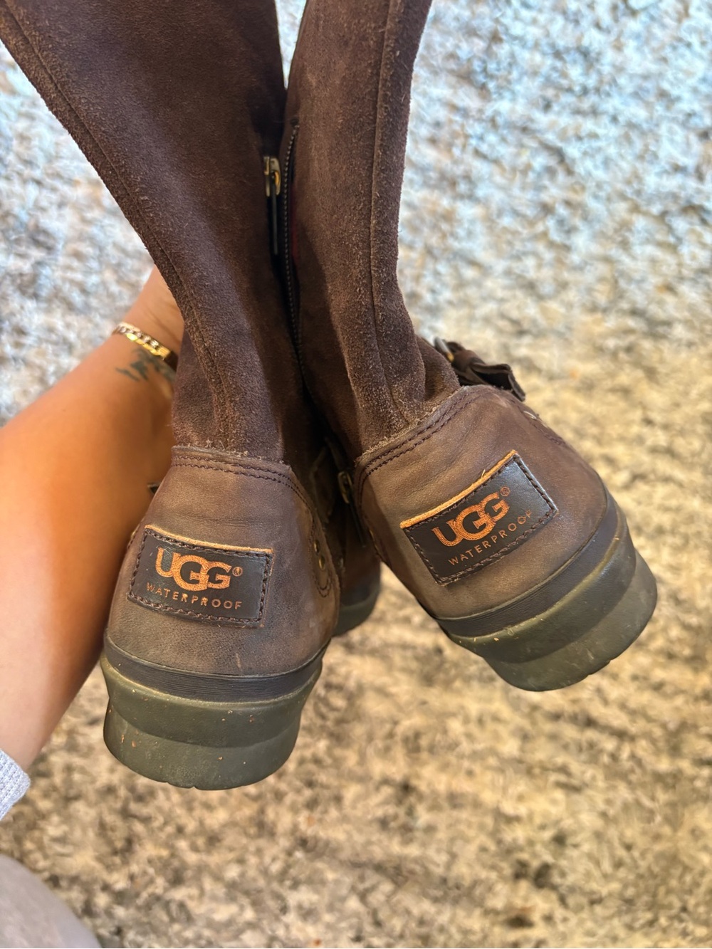 UGG Women's Brown Waterproof Suede Heeled Boots
